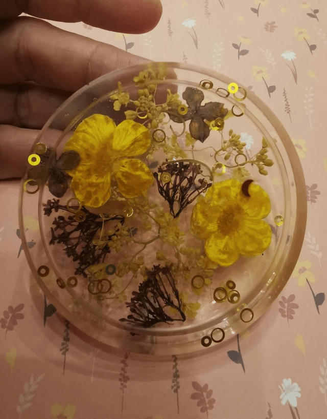 Dessous de verre fleurs séchées 