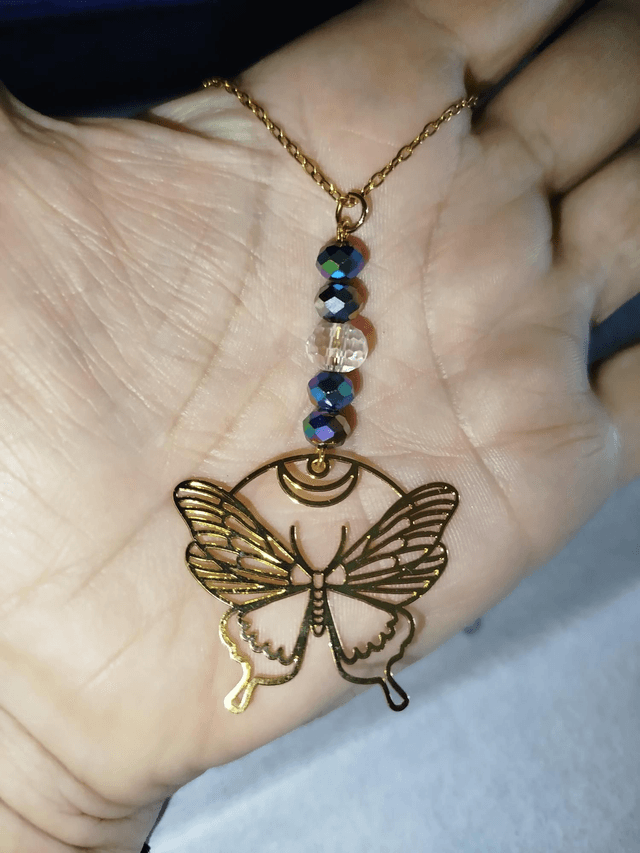 Papillon Doré et Perles 