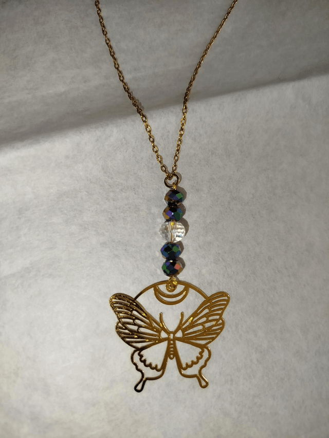 Papillon Doré et Perles 