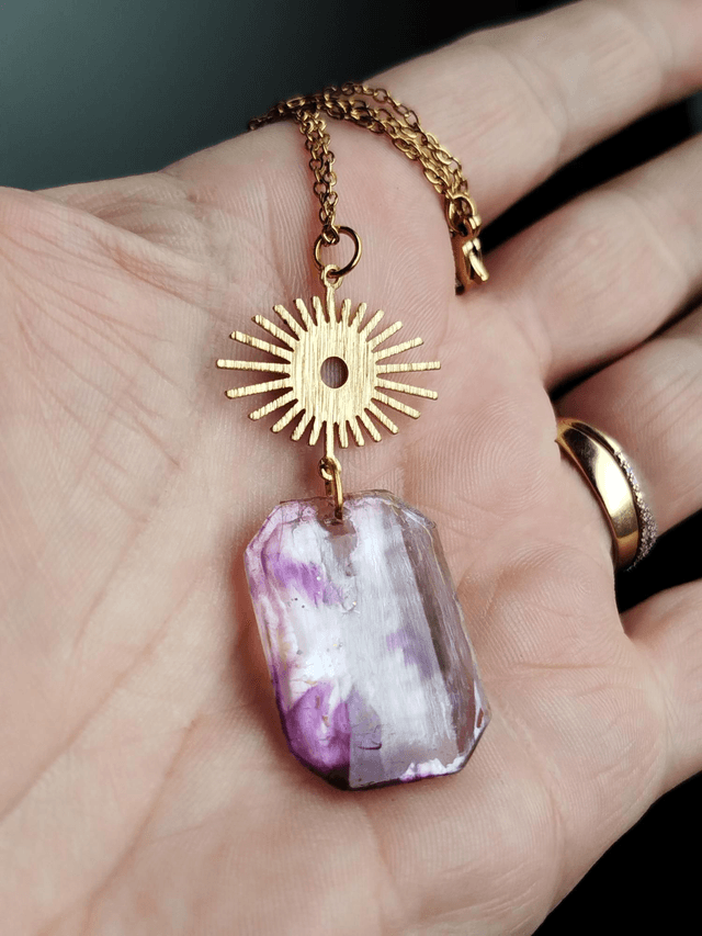 Collier Mauve et Or